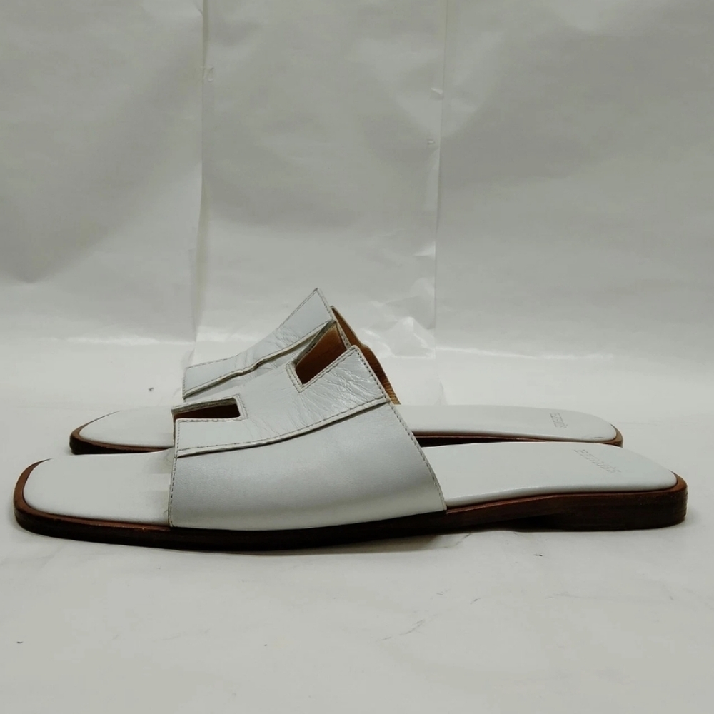 Hermes White Slide Sandals - Picture 6 of 14